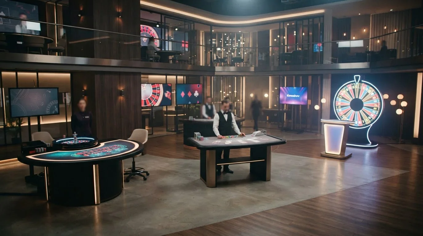 Neutrale Illustration eines Live-Casino-Tischbereichs